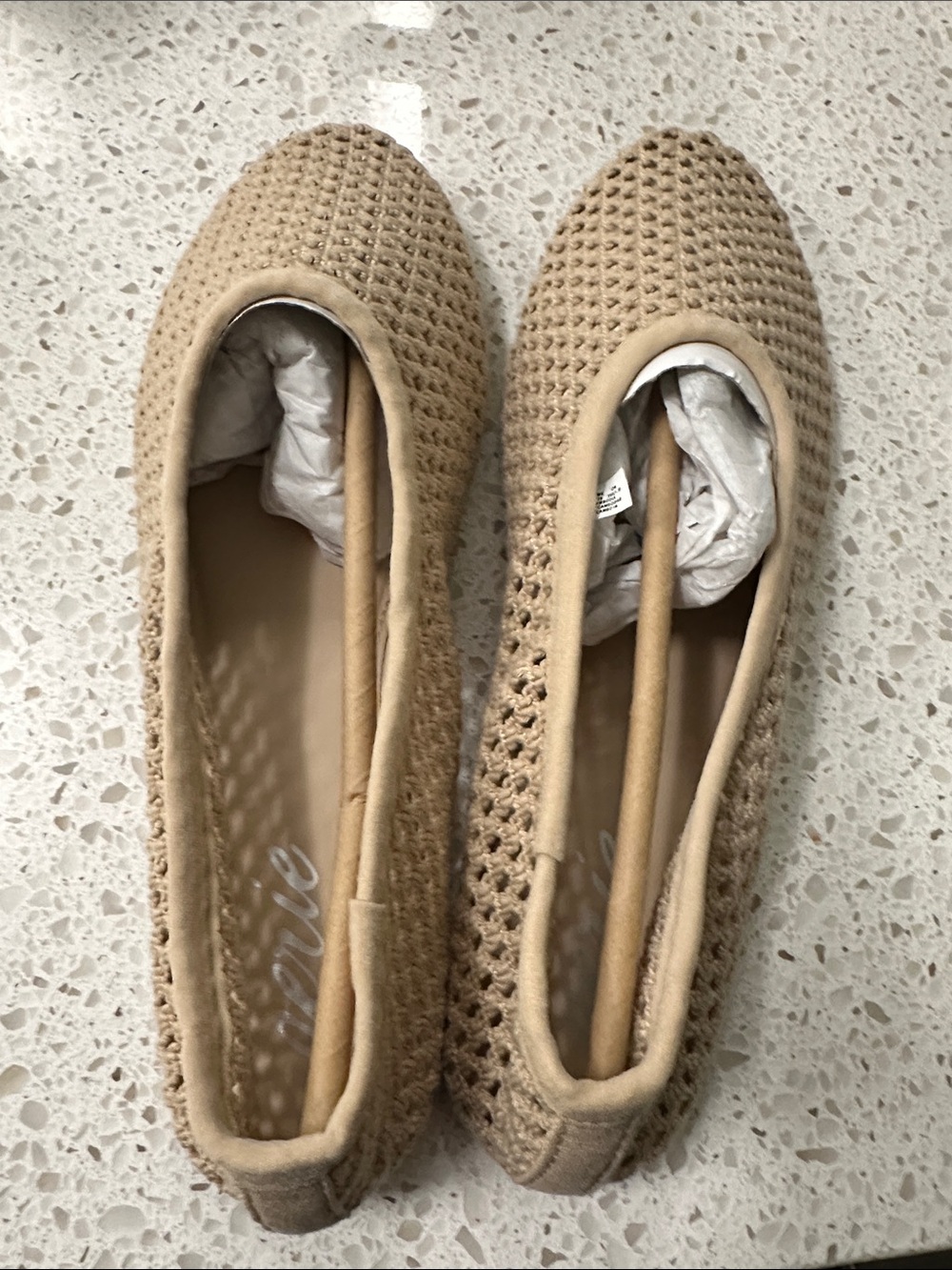 aerie Beige Woven Ballet Flats